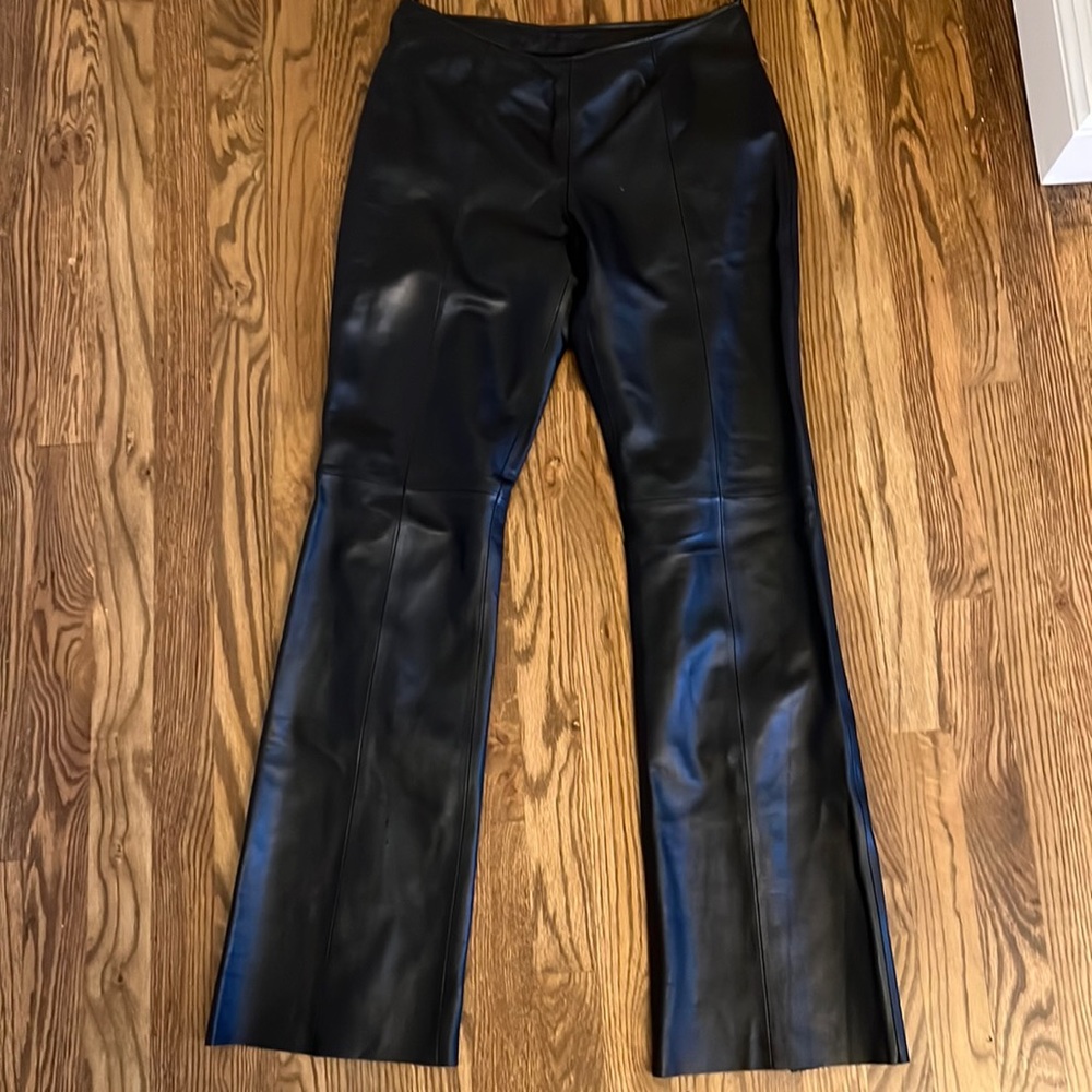 Wide leg leather pants
